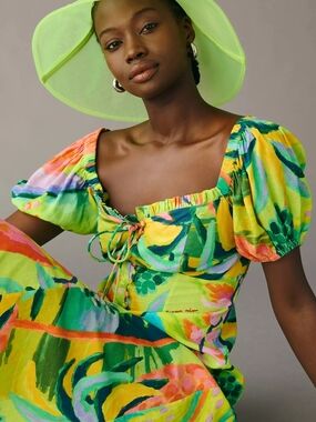 Farm Rio Printed Puff-Sleeve Dress